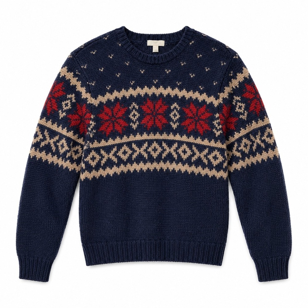 Vintage Lambswool Turnberry V Neck Sweater Men's Medium Blue/Red Fair Isle